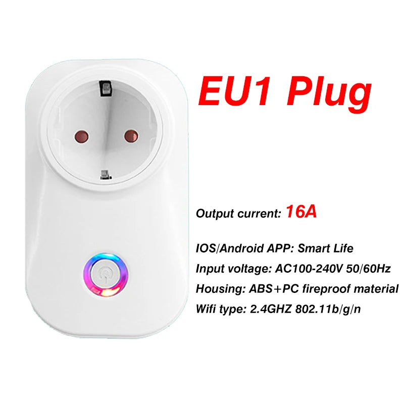 EU Smart Plug WiFi Socket power energy meter 10A/16A Power Monitor Wattmeter Timing Function watt meter Tuya SmartLife APP
