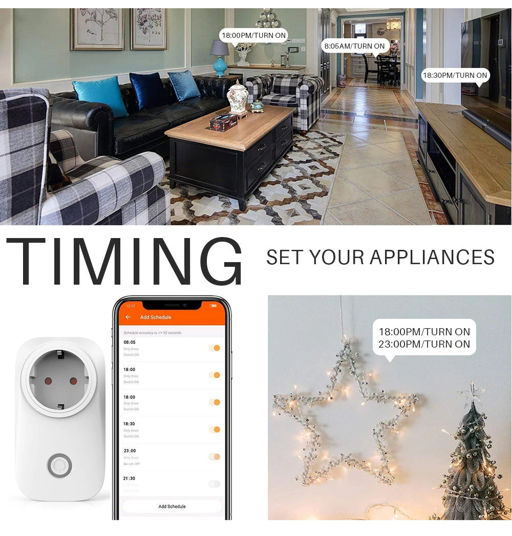 EU Smart Plug WiFi Socket power energy meter 10A/16A Power Monitor Wattmeter Timing Function watt meter Tuya SmartLife APP