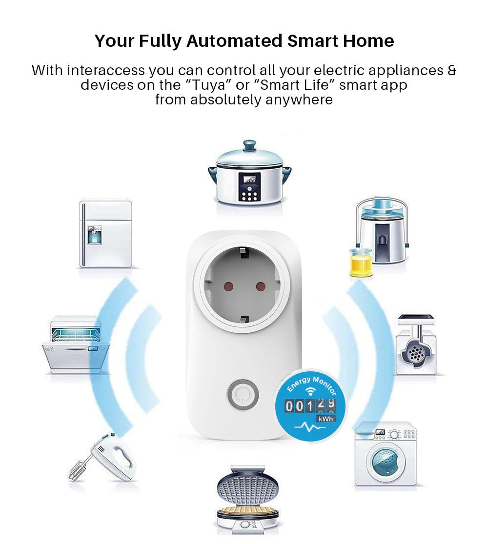 EU Smart Plug WiFi Socket power energy meter 10A/16A Power Monitor Wattmeter Timing Function watt meter Tuya SmartLife APP