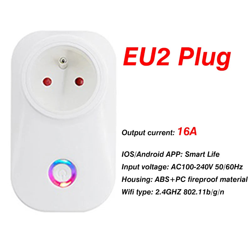 EU Smart Plug WiFi Socket power energy meter 10A/16A Power Monitor Wattmeter Timing Function watt meter Tuya SmartLife APP