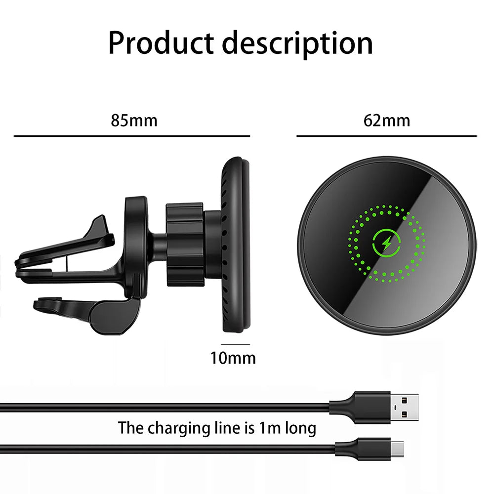 Magnetic Wireless Car Charger Mount 30W Fast Charging