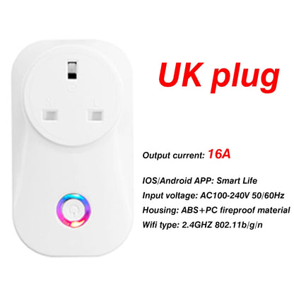 EU Smart Plug WiFi Socket power energy meter 10A/16A Power Monitor Wattmeter Timing Function  watt meter Tuya SmartLife APP