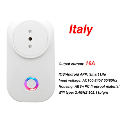 EU Smart Plug WiFi Socket power energy meter 10A/16A Power Monitor Wattmeter Timing Function  watt meter Tuya SmartLife APP