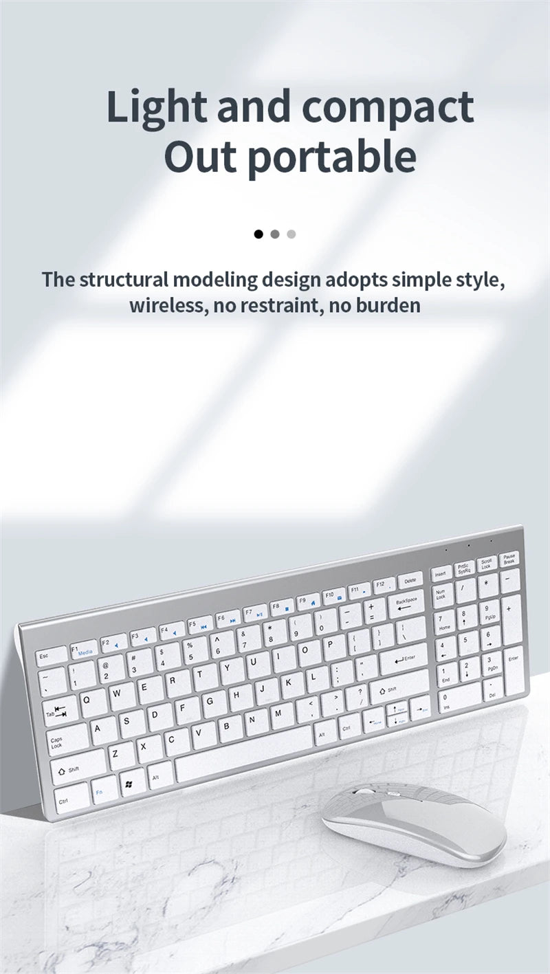 Bluetooth 5.0 &amp; 2.4G Wireless Keyboard and Mouse Combo Mini Multimedia Keyboard Mouse Set for Laptop PC TV iPad Macbook Android