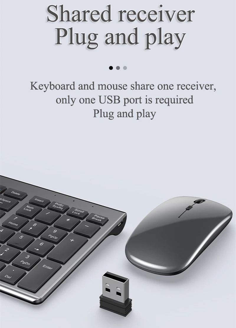 Bluetooth 5.0 &amp; 2.4G Wireless Keyboard and Mouse Combo Mini Multimedia Keyboard Mouse Set for Laptop PC TV iPad Macbook Android