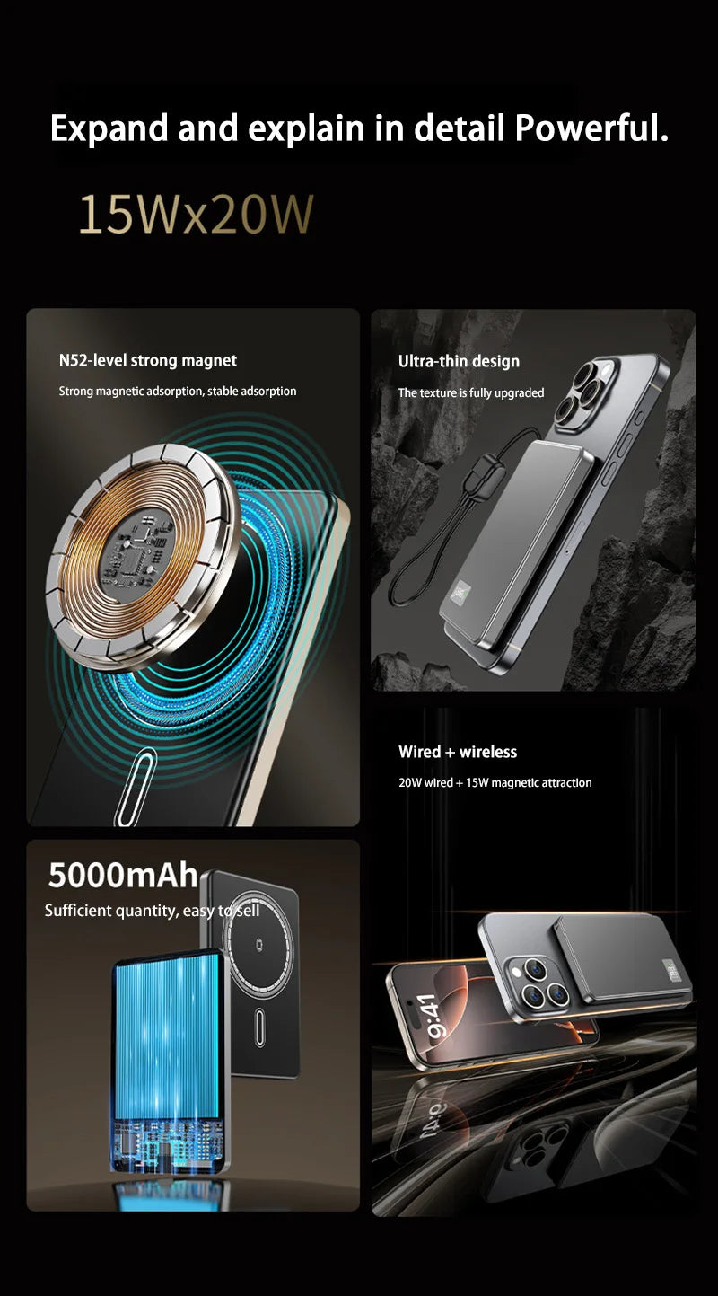 500000mAh Magnetic Wireless Power Bank 3in1 PowerBank