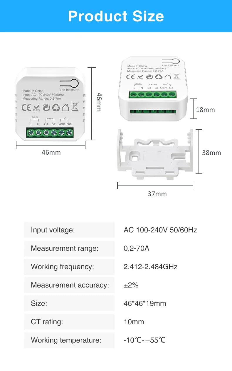 Ewelink Smart WiFi Energy Meter Bidirection 1Way Interruptor Switch with Clamp App Monitor Solar Produced and Consumed Power