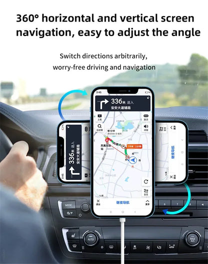 Car Phone Holder Stand Mount 30W Magnetic Car Wireless