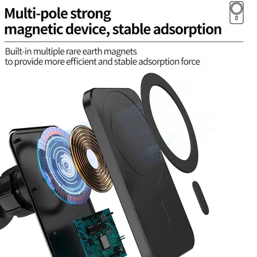 Car Phone Holder Stand Mount 30W Magnetic Car Wireless