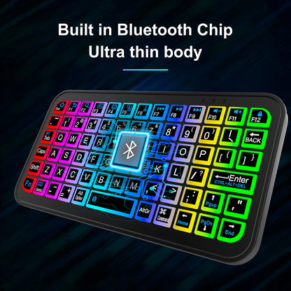 Bluetooth 5.2 Keyboard RGB Backlit Keyboard Ultra-thin Wireless Keyboard Mute Keyboard Mini Keyboard For Windows Android IOS