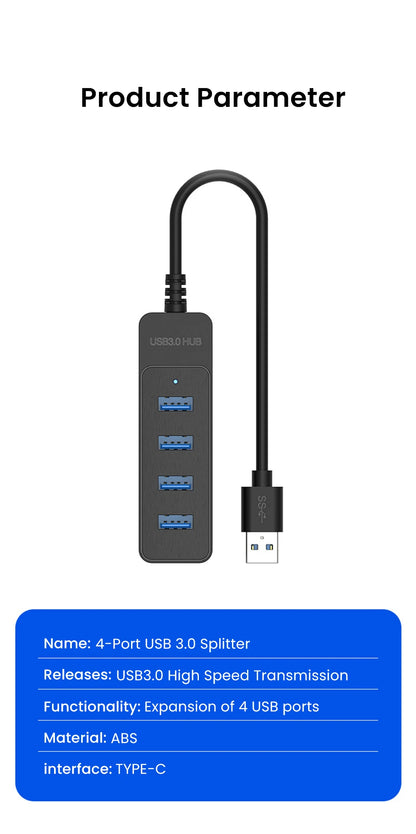 USB 3.0 HUB 4 Port Multi USB 3.0 Splitter Hub