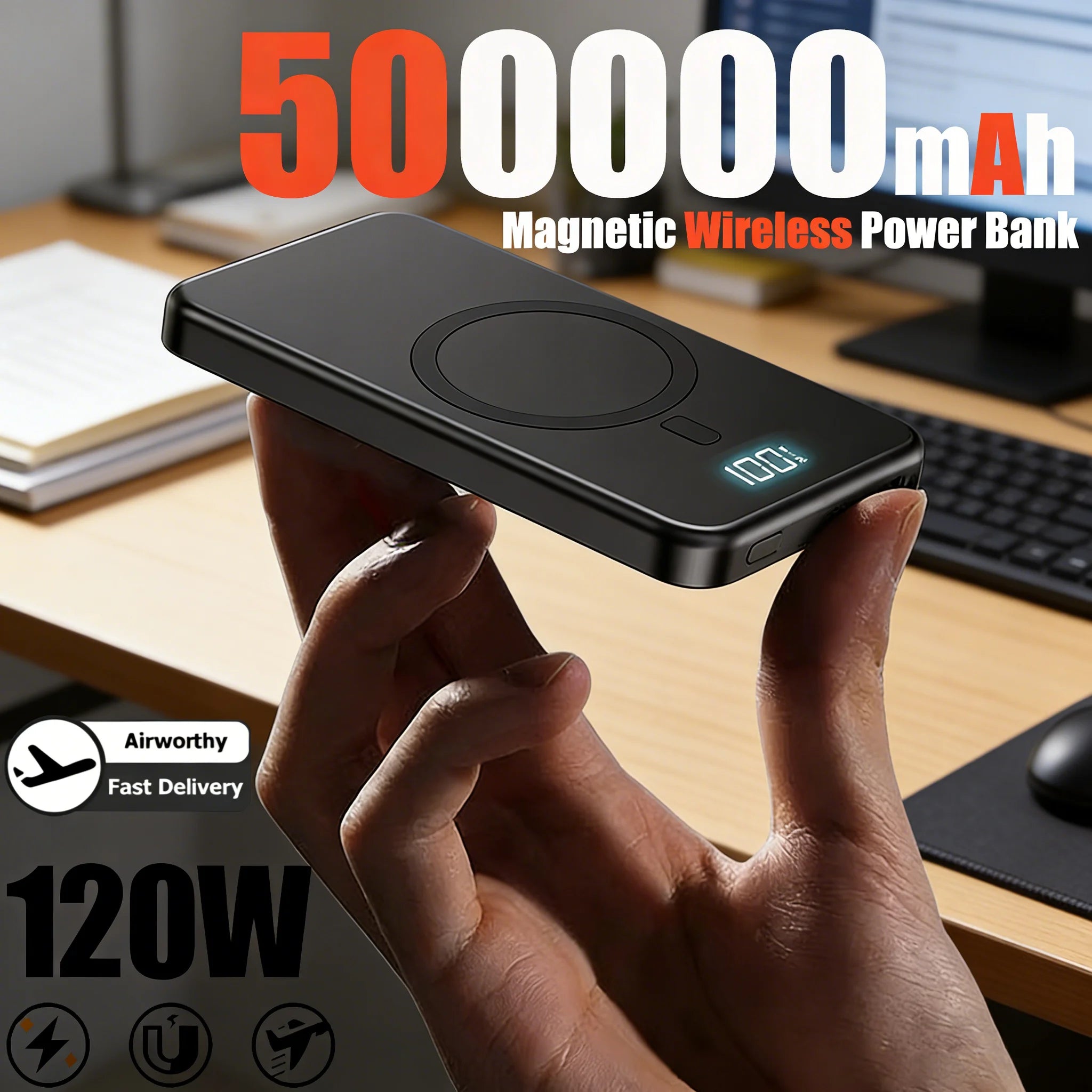 500000mAh Magnetic Wireless Power Bank 3in1 PowerBank