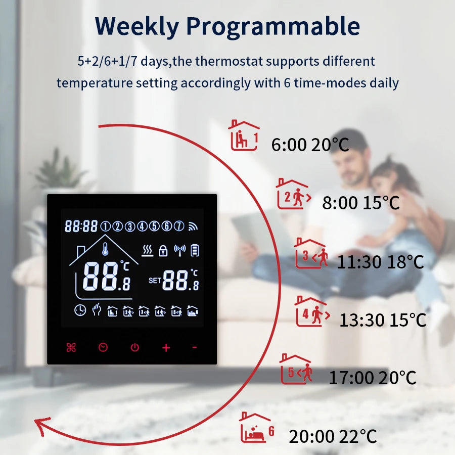 Smart Thermostat Wifi/NO Wifi Tuya Electric Floor Heating Temperature Controller Water/Gas Boiler Smart Life Work With Alexa