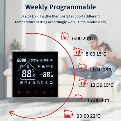 Smart Thermostat Wifi/NO Wifi Tuya Electric Floor Heating Temperature Controller Water/Gas Boiler Smart Life Work With Alexa