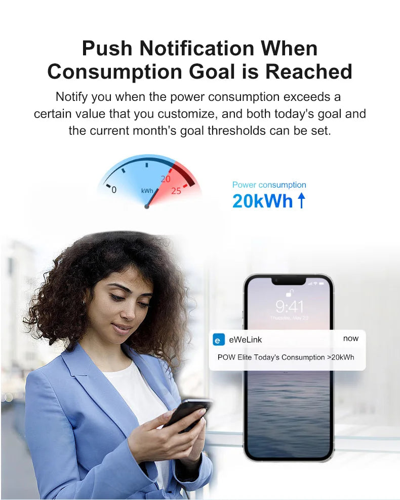 Ewelink Smart WiFi Energy Meter Bidirection 1Way Interruptor Switch with Clamp App Monitor Solar Produced and Consumed Power