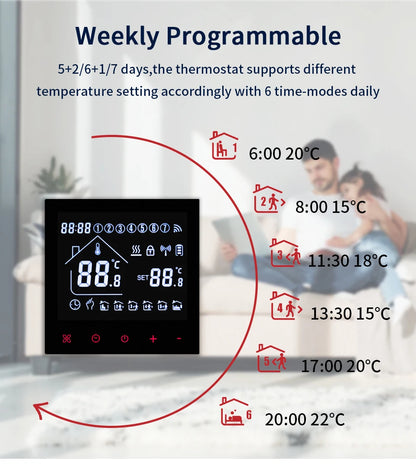 Smart Thermostat Wifi/NO Wifi Tuya Electric Floor Heating Temperature Controller Water/Gas Boiler Smart Life Work With Alexa