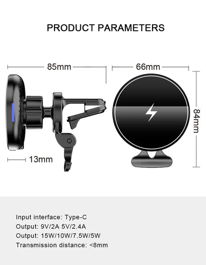 Magnetic Car Wireless Charger Mount for iPhone 