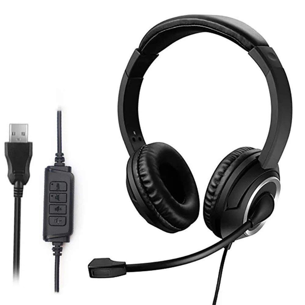 USB Wired Headsets with Microphone Noise Reduction
