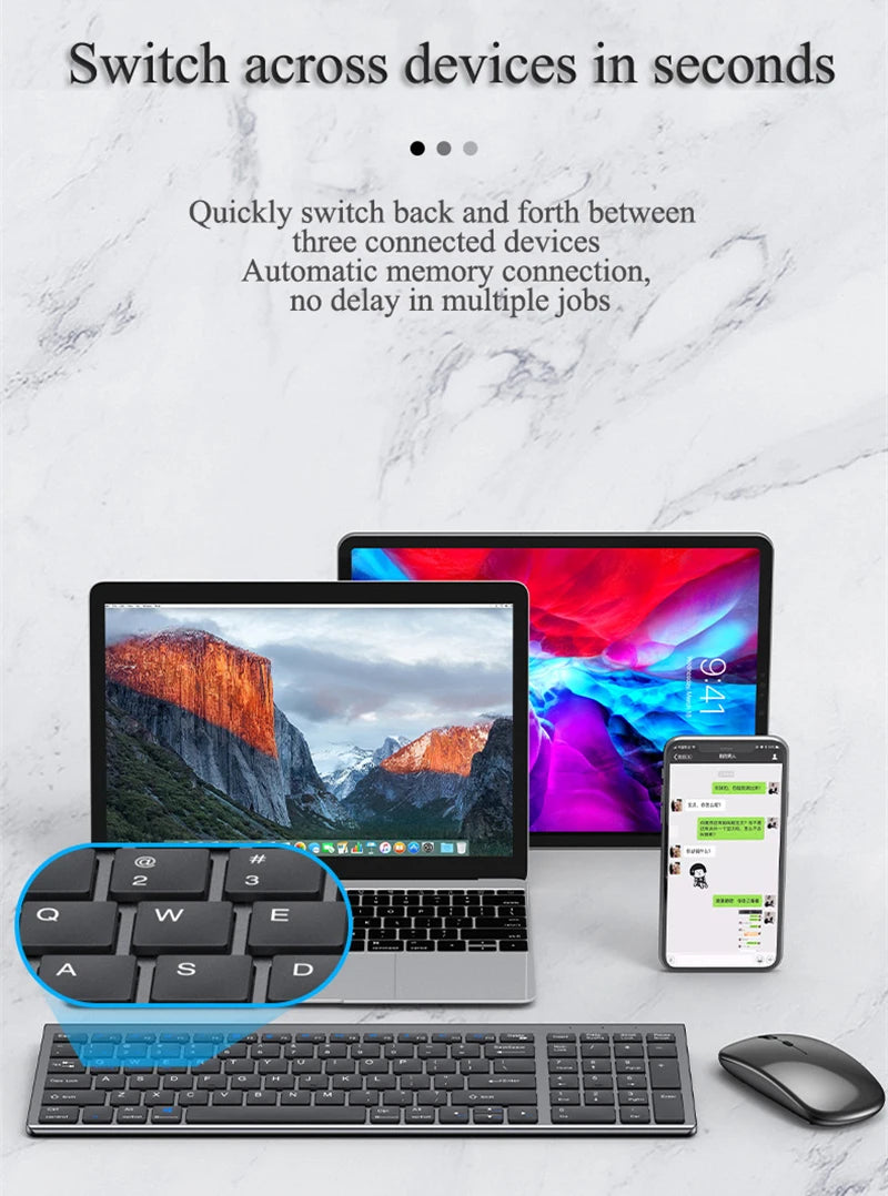 Bluetooth 5.0 &amp; 2.4G Wireless Keyboard and Mouse Combo Mini Multimedia Keyboard Mouse Set for Laptop PC TV iPad Macbook Android