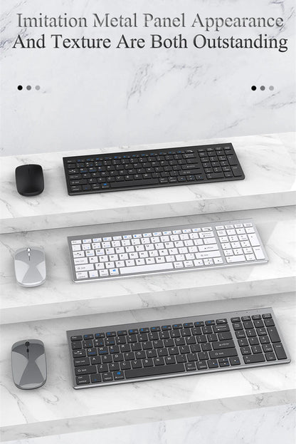 Bluetooth 5.0 &amp; 2.4G Wireless Keyboard and Mouse Combo Mini Multimedia Keyboard Mouse Set for Laptop PC TV iPad Macbook Android