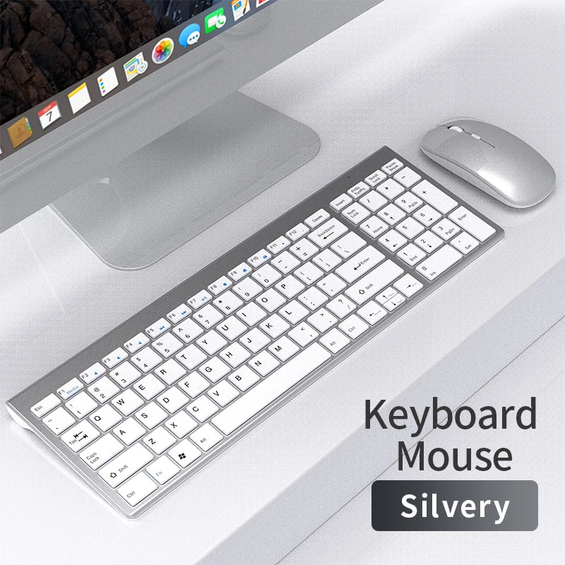 Bluetooth 5.0 &amp; 2.4G Wireless Keyboard and Mouse Combo Mini Multimedia Keyboard Mouse Set for Laptop PC TV iPad Macbook Android