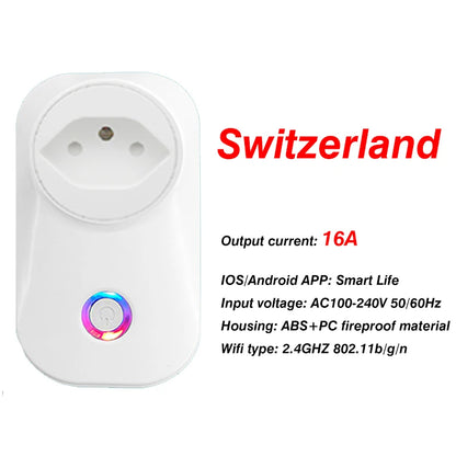 EU Smart Plug WiFi Socket power energy meter 10A/16A Power Monitor Wattmeter Timing Function  watt meter Tuya SmartLife APP