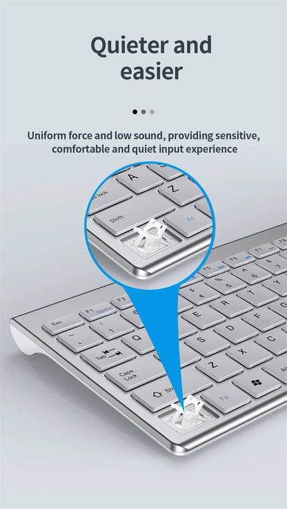 Bluetooth 5.0 &amp; 2.4G Wireless Keyboard and Mouse Combo Mini Multimedia Keyboard Mouse Set for Laptop PC TV iPad Macbook Android
