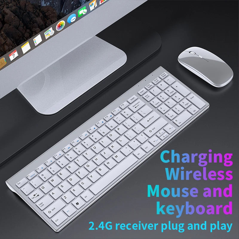 Bluetooth 5.0 &amp; 2.4G Wireless Keyboard and Mouse Combo Mini Multimedia Keyboard Mouse Set for Laptop PC TV iPad Macbook Android