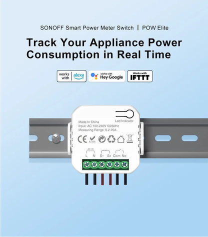Ewelink Smart WiFi Energy Meter Bidirection 1Way Interruptor Switch with Clamp App Monitor Solar Produced and Consumed Power