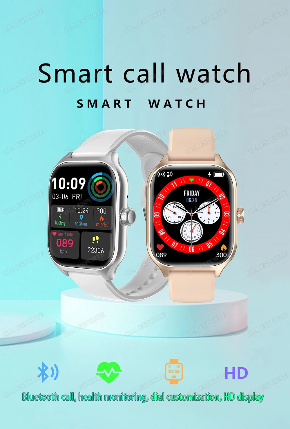 Smart Watch Men 2.01 Inch AMOLED Screen Waterproof 