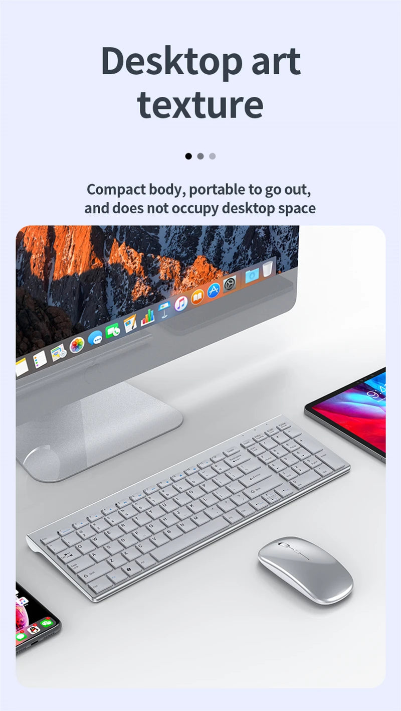 Bluetooth 5.0 &amp; 2.4G Wireless Keyboard and Mouse Combo Mini Multimedia Keyboard Mouse Set for Laptop PC TV iPad Macbook Android
