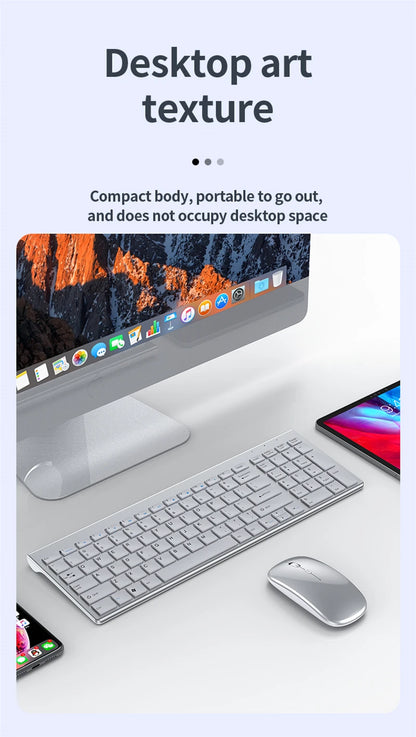Bluetooth 5.0 &amp; 2.4G Wireless Keyboard and Mouse Combo Mini Multimedia Keyboard Mouse Set for Laptop PC TV iPad Macbook Android